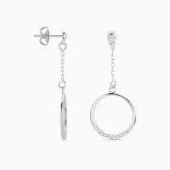 Boucles D'oreilles Pendantes Amma Argent Blanc Oxyde De Zirconium
