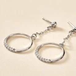 Boucles D'oreilles Pendantes Amma Argent Blanc Oxyde De Zirconium