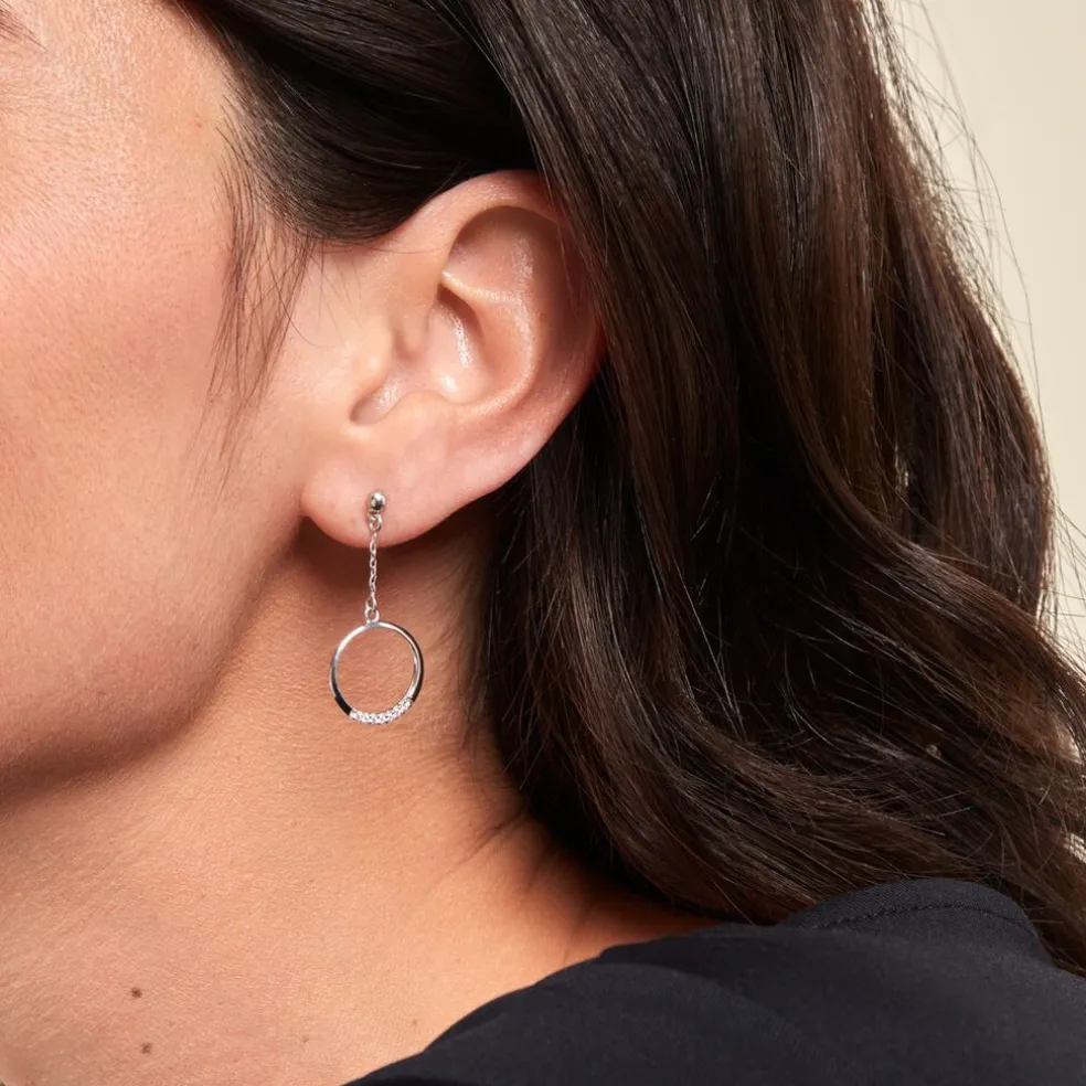 Boucles D'oreilles Pendantes Amma Argent Blanc Oxyde De Zirconium