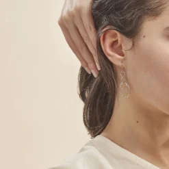 Boucles D'oreilles Pendantes Flaura Argent Blanc