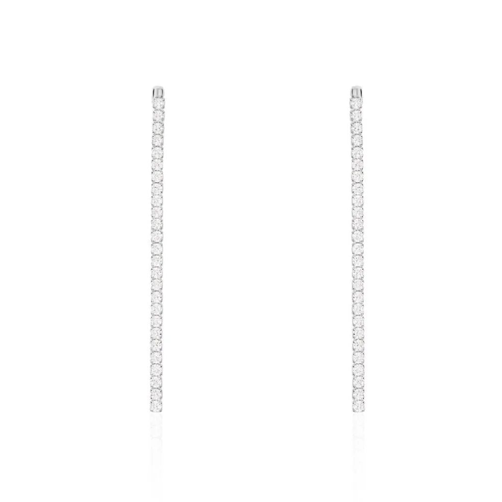 Boucles D'oreilles Pendantes Lou-anne Argent Blanc Oxyde De Zirconium