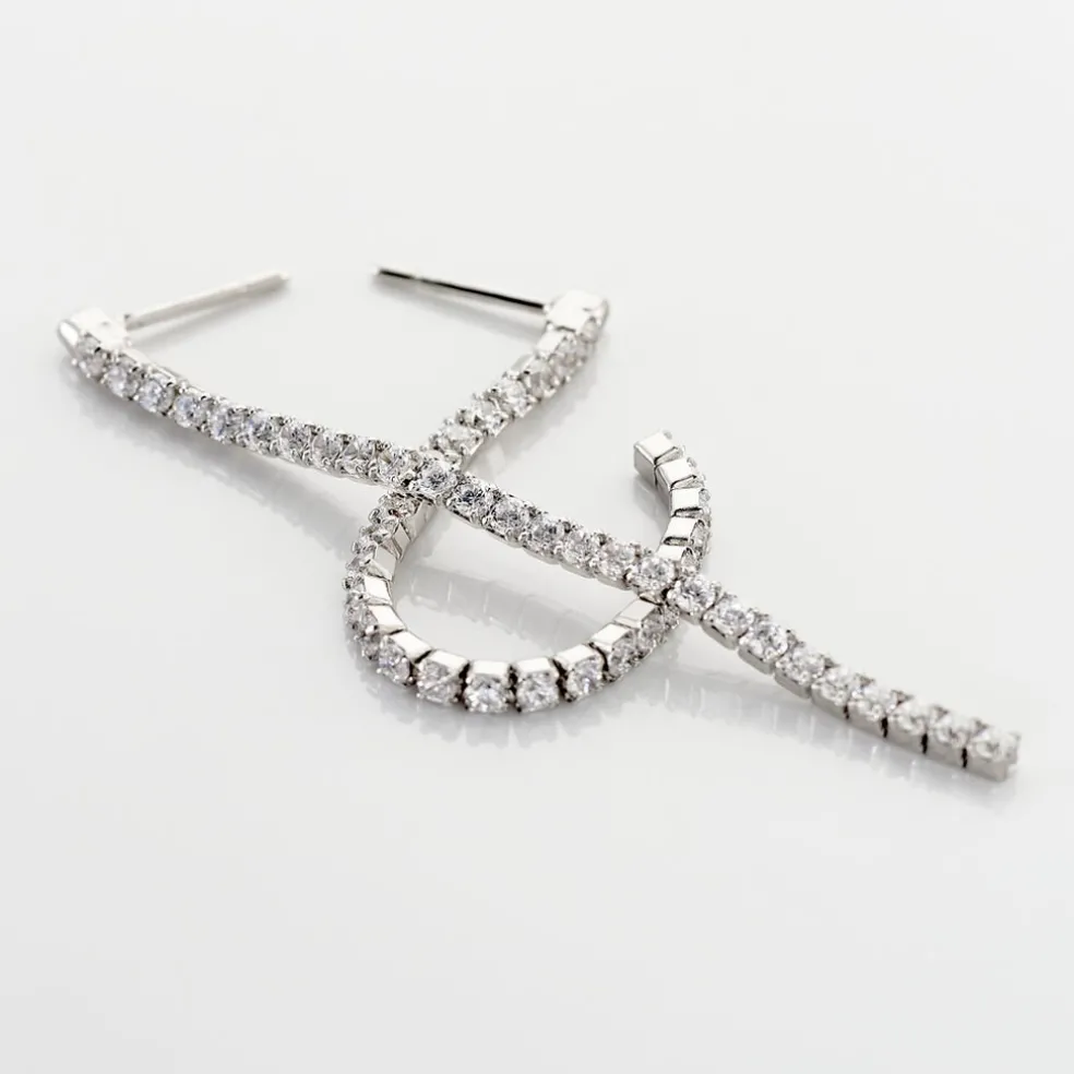 Boucles D'oreilles Pendantes Lou-anne Argent Blanc Oxyde De Zirconium