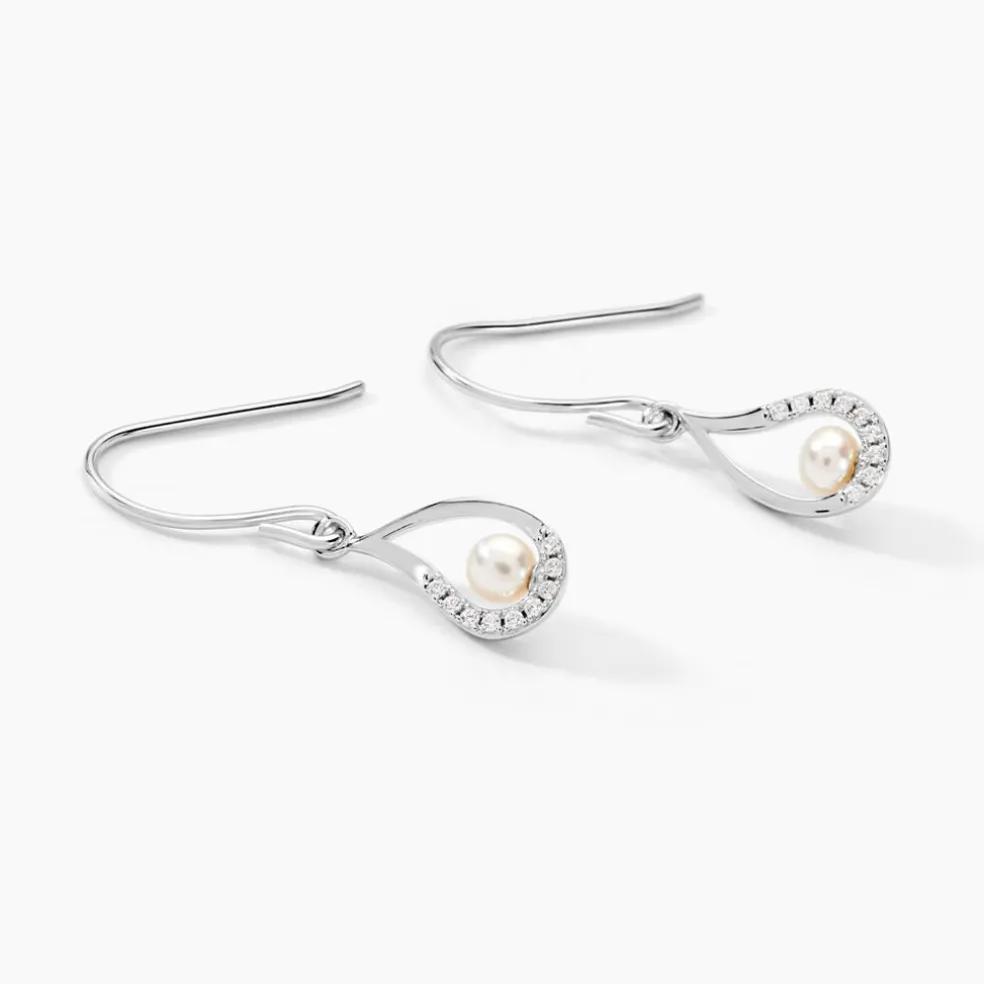 Boucles D'oreilles Pendantes Akiko Argent Perle De Culture Et Oxyde