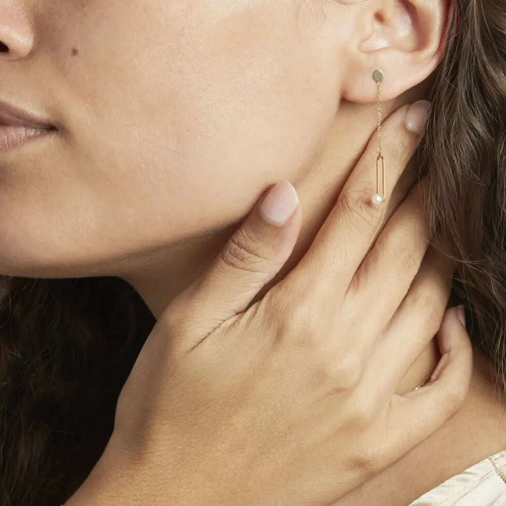 Boucles D'oreilles Pendantes Or Jaune Lucasta Perle De Culture