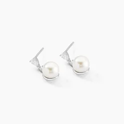 Boucles D'oreilles Pendantes Melya Argent  Perle De Culture Et Oxyde