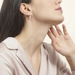 Boucles D'oreilles Pendantes Melya Argent  Perle De Culture Et Oxyde