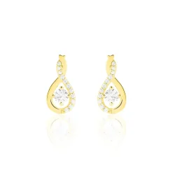 Boucles D'oreilles Pendantes Evana Or Jaune Oxyde De Zirconium