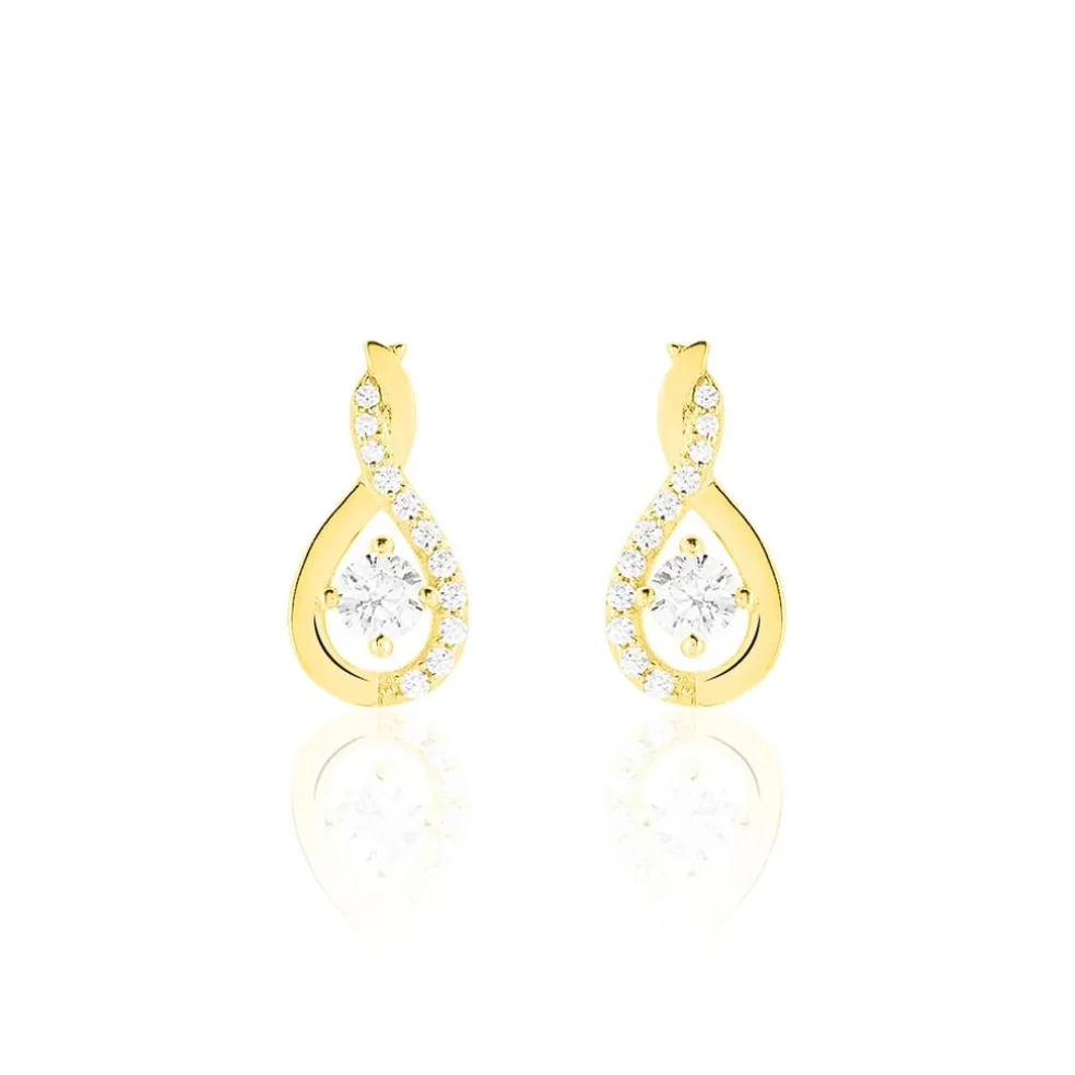 Boucles D'oreilles Pendantes Evana Or Jaune Oxyde De Zirconium