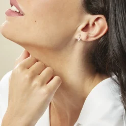 Boucles D'oreilles Pendantes Evana Or Jaune Oxyde De Zirconium