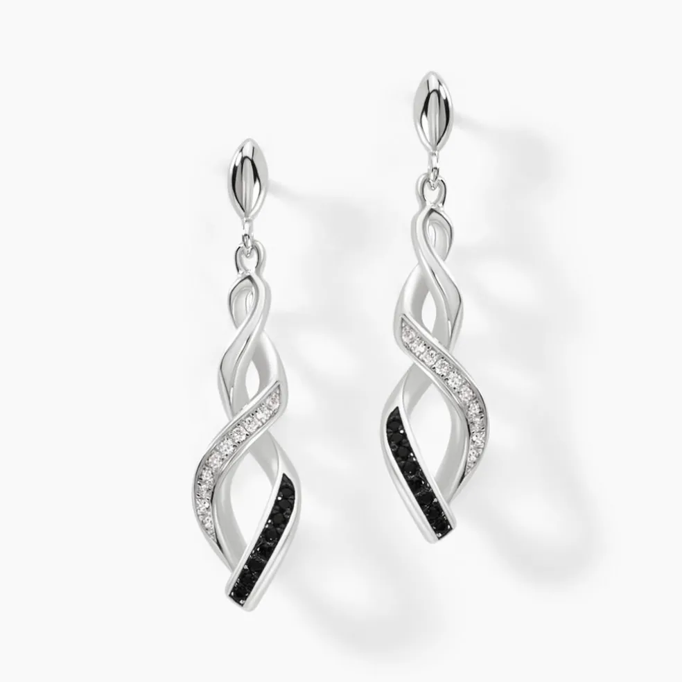 Boucles D'oreilles Pendantes Claudia Argent Blanc Oxyde De Zirconium