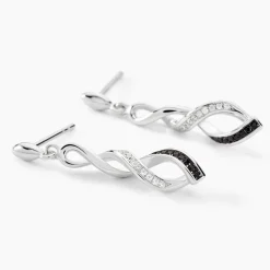 Boucles D'oreilles Pendantes Claudia Argent Blanc Oxyde De Zirconium