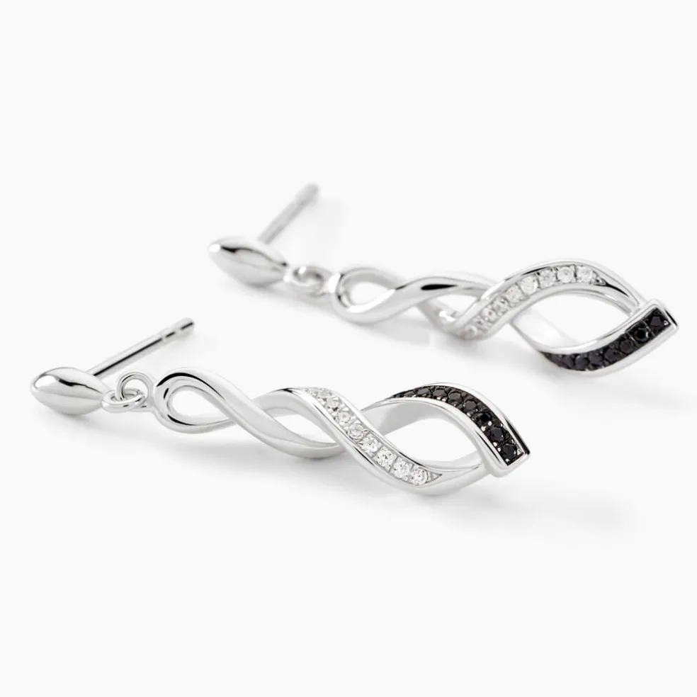 Boucles D'oreilles Pendantes Claudia Argent Blanc Oxyde De Zirconium