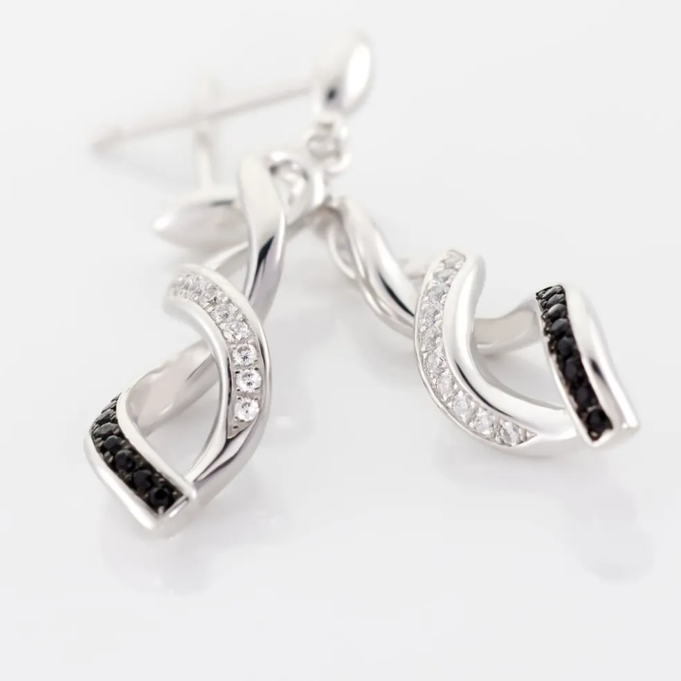 Boucles D'oreilles Pendantes Claudia Argent Blanc Oxyde De Zirconium