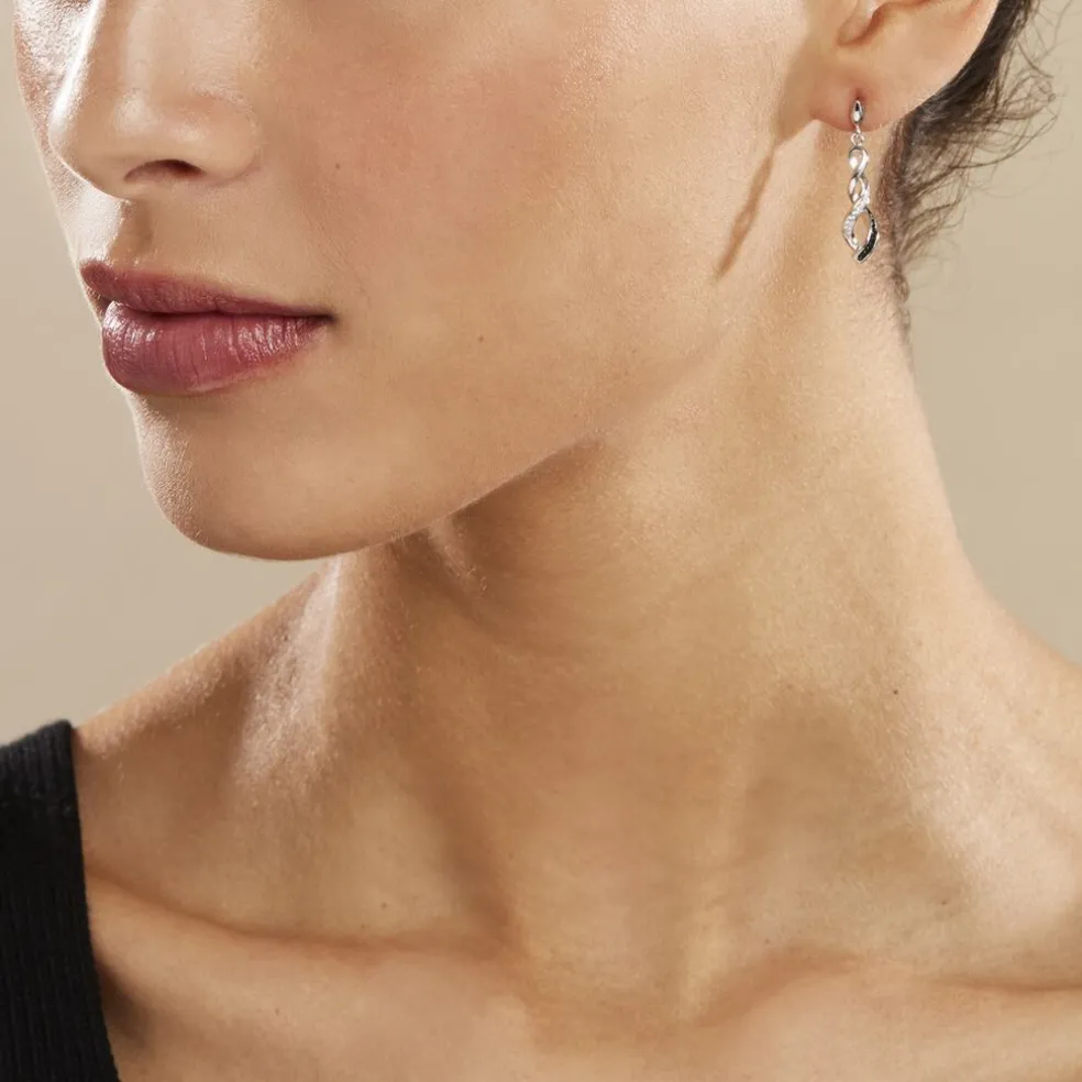 Boucles D'oreilles Pendantes Claudia Argent Blanc Oxyde De Zirconium