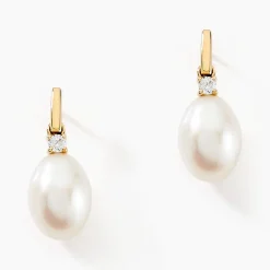 Boucles D'oreilles Pendantes Linzi Or Jaune Perle De Culture