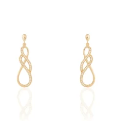 Boucles D'oreilles Pendantes Rajah Plaqué Or Jaune Oxyde De Zirconium