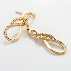 Boucles D'oreilles Pendantes Rajah Plaqué Or Jaune Oxyde De Zirconium