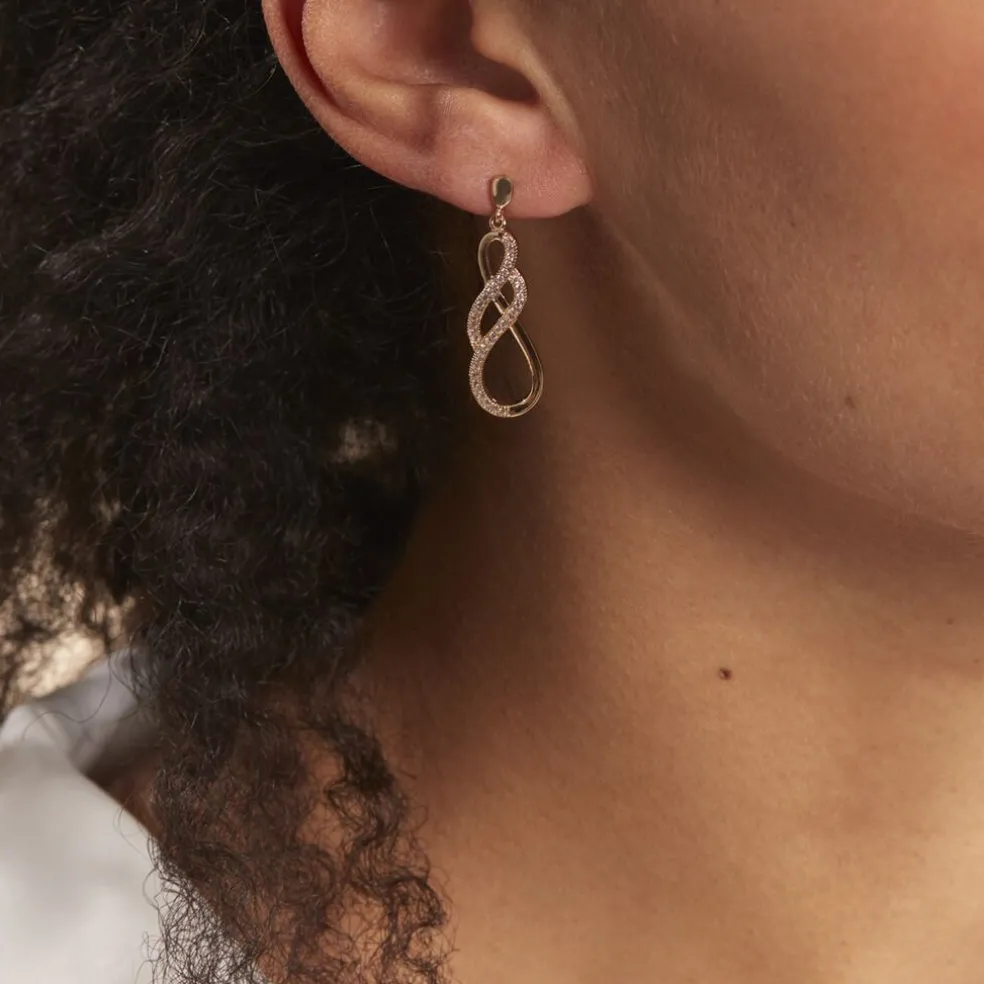 Boucles D'oreilles Pendantes Rajah Plaqué Or Jaune Oxyde De Zirconium