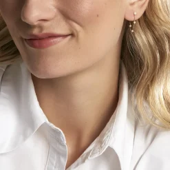 Boucles D'oreilles Pendantes Or Jaune Tiny Pearls Perle