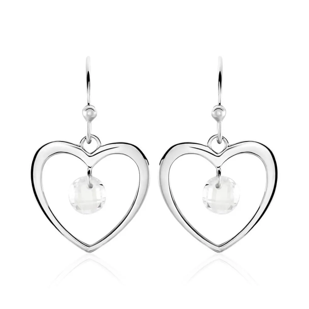 Boucles D'oreilles Pendantes Argent Blanc Armo Oxydes De Zirconium