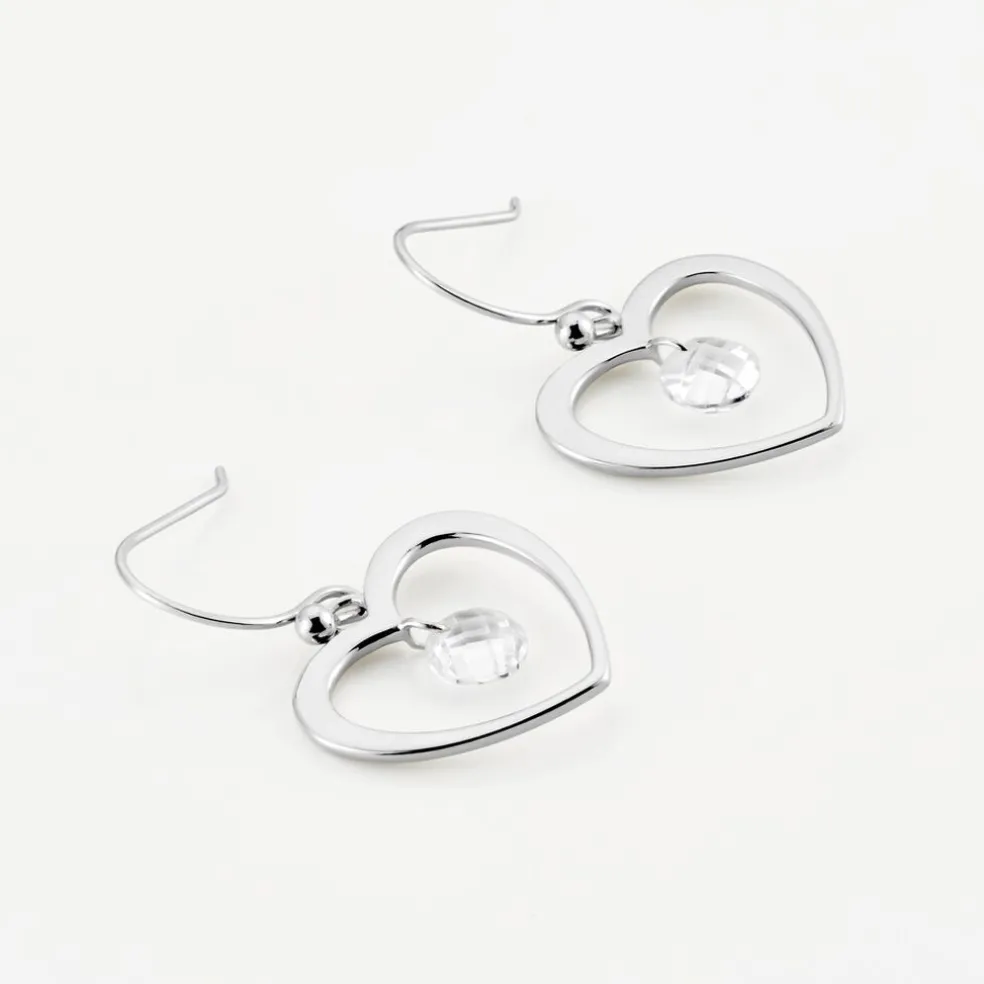 Boucles D'oreilles Pendantes Argent Blanc Armo Oxydes De Zirconium