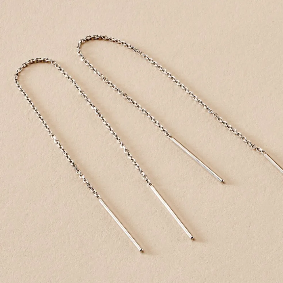 Boucles D'oreilles Pendantes Java Argent Blanc