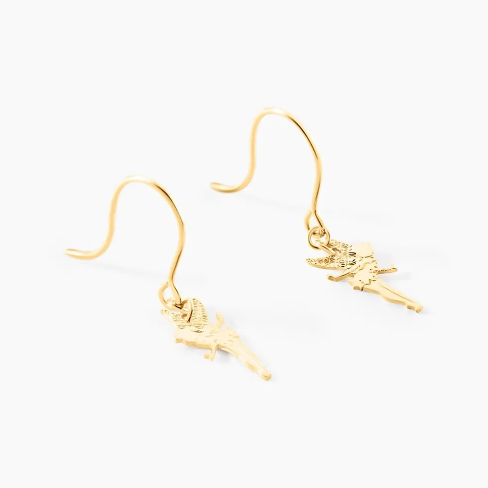Boucles D'oreilles Pendantes Fee Or Jaune