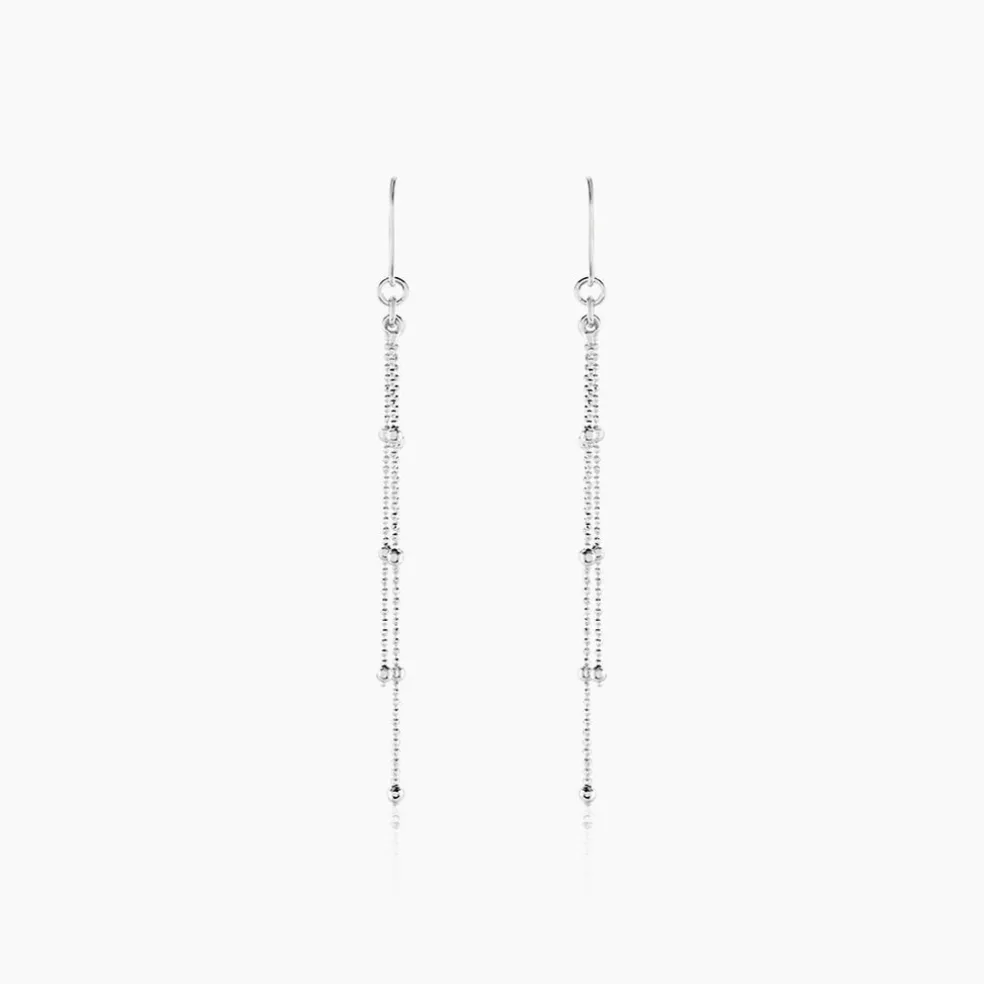 Boucles D'oreilles Pendantes Laïa Argent Blanc