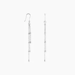 Boucles D'oreilles Pendantes Laïa Argent Blanc