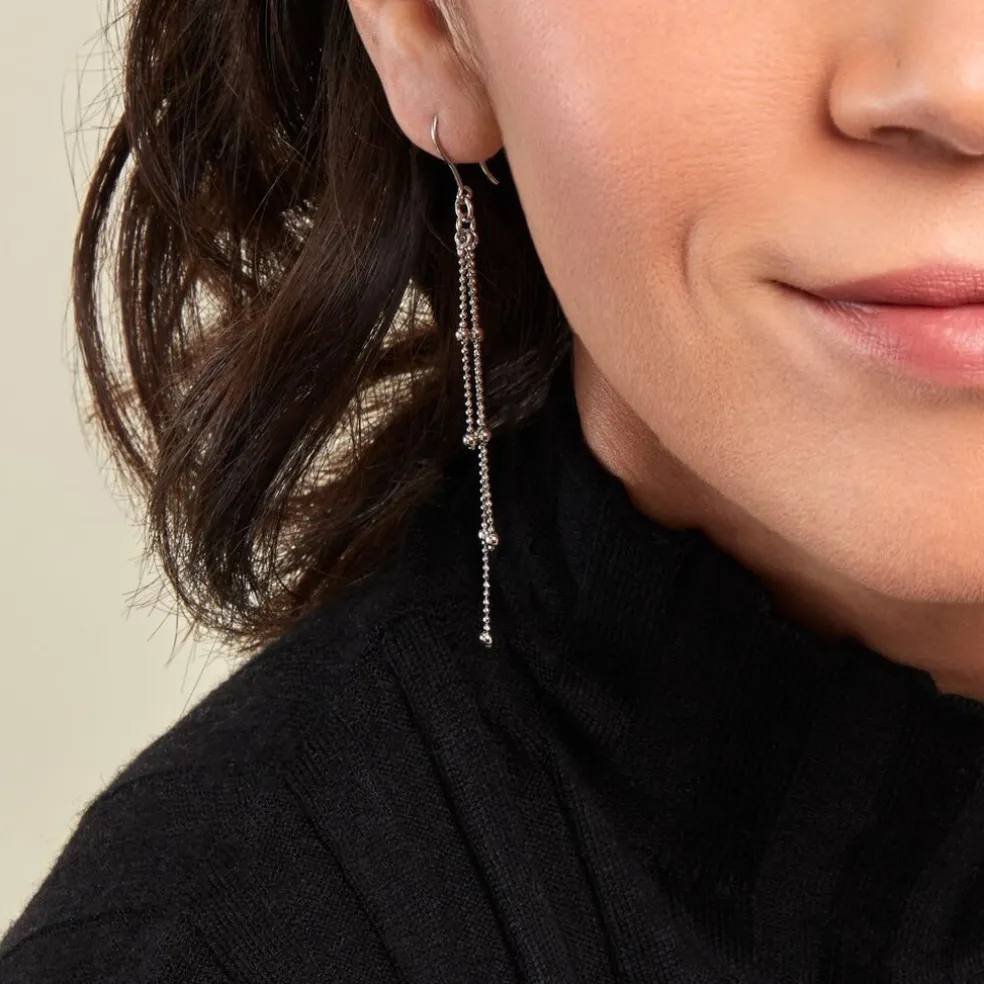 Boucles D'oreilles Pendantes Laïa Argent Blanc