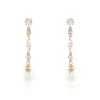 Boucles D'oreilles Pendantes Lynes Argent Rose Perle De Culture