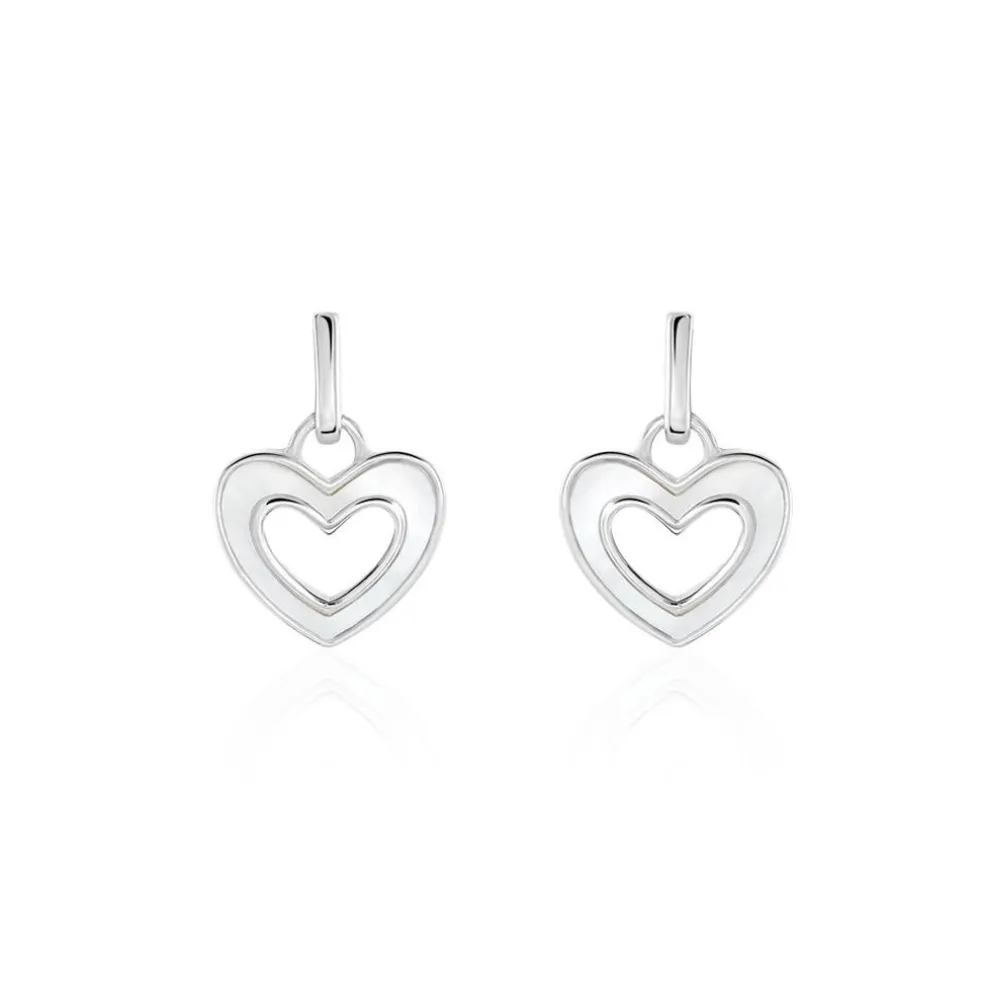 Boucles D'oreilles Pendantes Clarity Argent Blanc Nacre