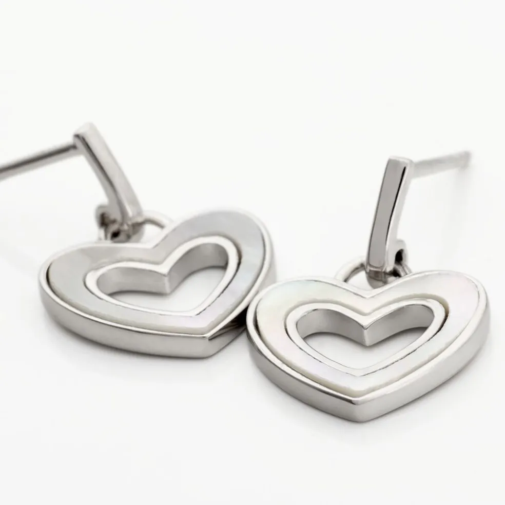 Boucles D'oreilles Pendantes Clarity Argent Blanc Nacre
