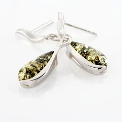 Boucles D'oreilles Pendantes Argent Blanc Odilon Ambre