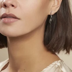 Boucles D'oreilles Pendantes Argent Blanc Odilon Ambre