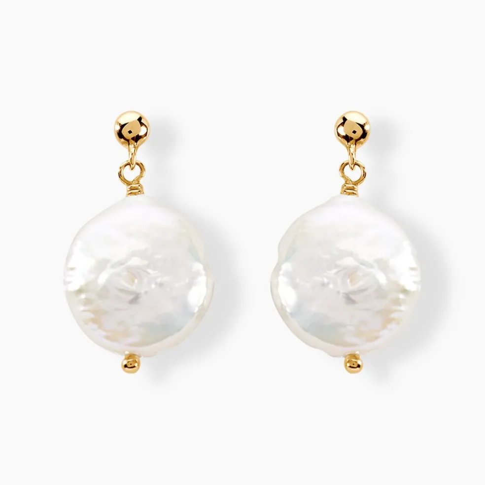 Boucles D'oreilles Pendantes Baroka Or Jaune Perle De Culture