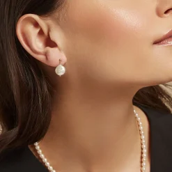 Boucles D'oreilles Pendantes Baroka Or Jaune Perle De Culture