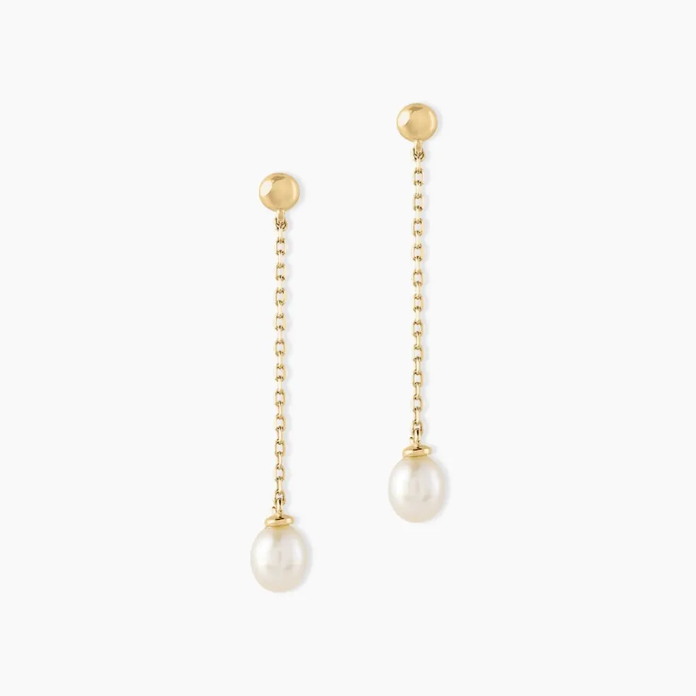 Boucles D'oreilles Pendantes Adriette Or Jaune Perle De Culture