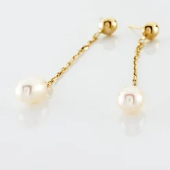 Boucles D'oreilles Pendantes Adriette Or Jaune Perle De Culture