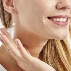 Boucles D'oreilles Pendantes Adriette Or Jaune Perle De Culture