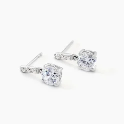Boucles D'oreilles Pendantes Paciane Or Blanc Oxyde De Zirconium