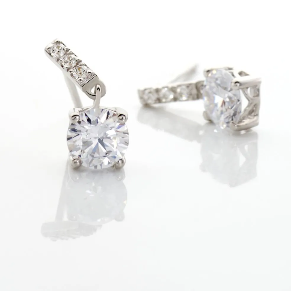 Boucles D'oreilles Pendantes Paciane Or Blanc Oxyde De Zirconium