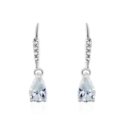 Boucles D'oreilles Pendantes Adib Or Blanc Oxyde De Zirconium