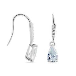 Boucles D'oreilles Pendantes Adib Or Blanc Oxyde De Zirconium