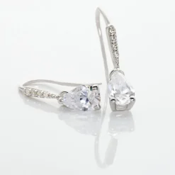 Boucles D'oreilles Pendantes Adib Or Blanc Oxyde De Zirconium