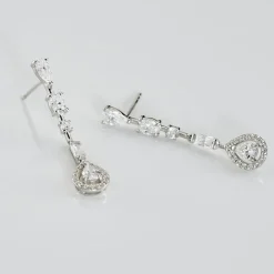 Boucles D'oreilles Pendantes Candia Or Blanc Oxyde De Zirconium