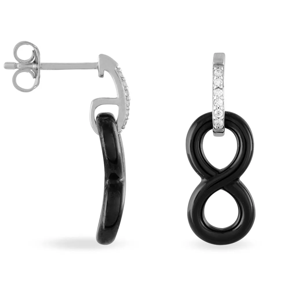 Boucles D'oreilles Pendantes Celinia Argent Blanc Céramique Et Oxyde