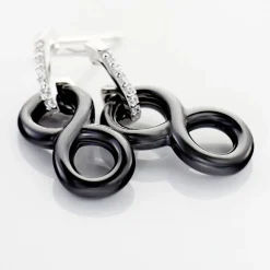 Boucles D'oreilles Pendantes Celinia Argent Blanc Céramique Et Oxyde