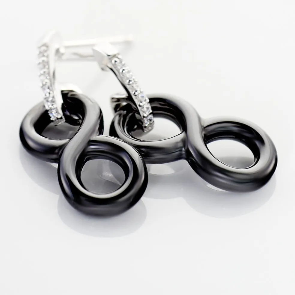 Boucles D'oreilles Pendantes Celinia Argent Blanc Céramique Et Oxyde