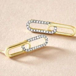 Boucles D'oreilles Pendantes Graphic Lines Or Jaune Oxyde De Zirconium